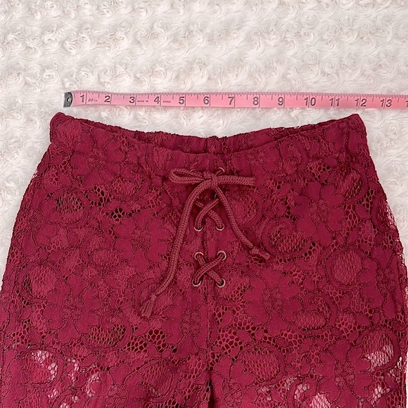 Forever 21 Burgundy Lace Bell Bottom Lace Up Detail - Picture 4 of 8